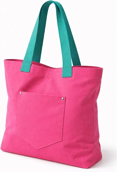 Aesthetic Tote Bag with Outer Pocket – Reusable & Stylish