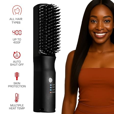 Ionic Hair Straightener Brush with Ceramic Coating