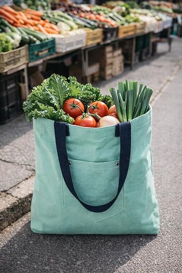 Aesthetic Tote Bag with Outer Pocket – Reusable & Stylish